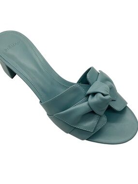 ALEXANDRE BIRMAN LIGHT BLUE BOW DETAIL LEATHER SLIDE SANDALS
